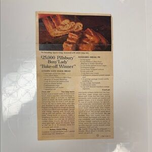 Vintage Pillsbury Recipe Clipping
